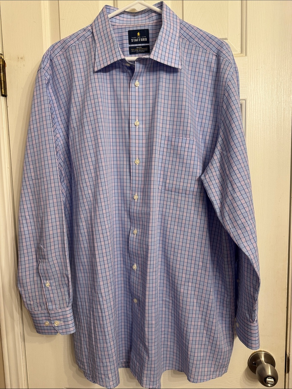 Stafford Blue and Pink Windowpane Dress Shirt